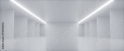 Abstract Futuristic empty floor and room Sci-Fi Corridor With light for showcase,room,interior,display products.Modern Future cement floor and wall background technology interior concept.3d render