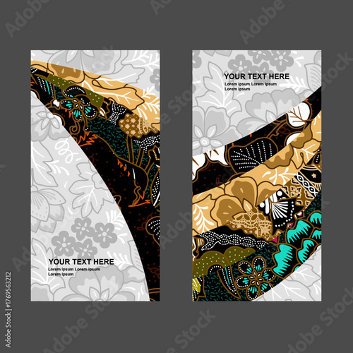 card design with classic batik ornamental motif