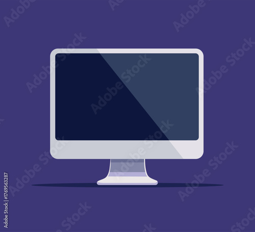 Flat computer monitor illustration with blue screen