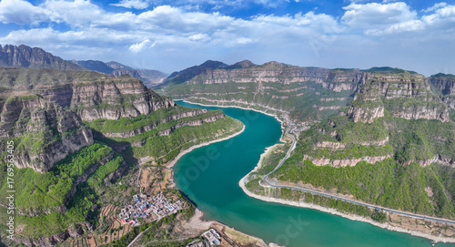 Aerial photography of Taihang Grand Canyon in Linzhou, Anyang City, Henan Province