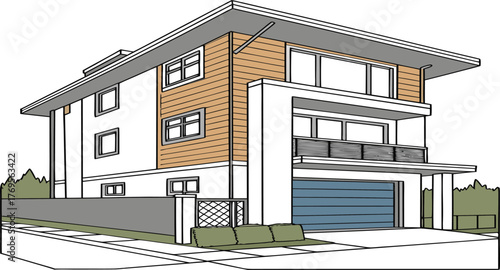 Modern Architectural Abode: A sleek, contemporary residence boasts clean lines, with expansive windows, and a minimalist design, a testament to modern architectural vision. 