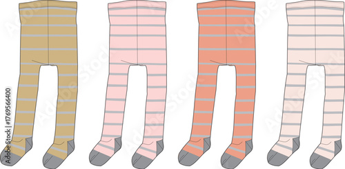 Adorable collection of striped baby tights in a variety of soft colors, offering comfortable and stylish everyday wear for infants, ideal for active play and casual outings