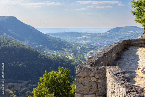 Panoramic view of Dettingen an der Erms from the Hohenurach castle ruins