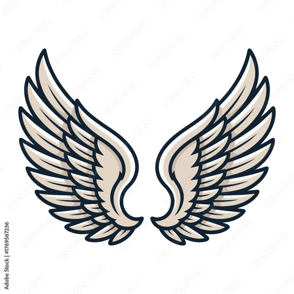 Obraz premium Minimal Flat Vector Wings Illustration.