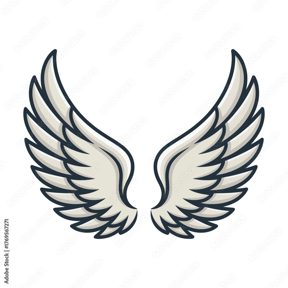 Fototapeta premium Minimal Flat Vector Wings Illustration.
