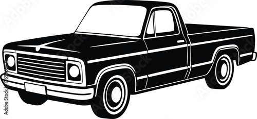 Classic pickup truck silhouette vector illustration