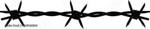 Two strands of sharp barbed wire clean silhouette vector illustration