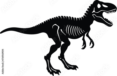 tyrannosaurus rex skeleton silhouette vector illustration