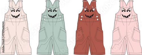 Devil-themed overalls A playful take on classic toddler fashion with horned accents