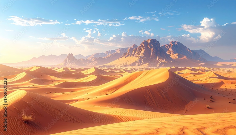 Naklejka premium Desert Landscape Under a Sunny Sky