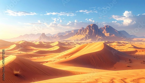 Fototapeta Naklejka Na Ścianę i Meble -  Desert Landscape Under a Sunny Sky