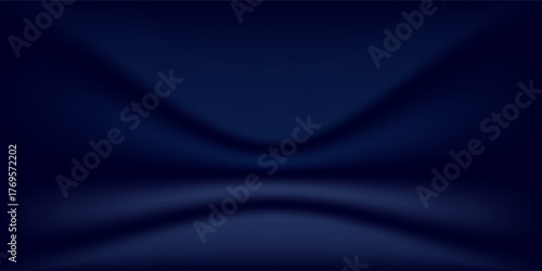 Blue navy studio room. Limbo dark background. Abstract 3d backdrop for product presentation. Minimal wall scene. Showcase, promotion display. Vector stage mockup illustration