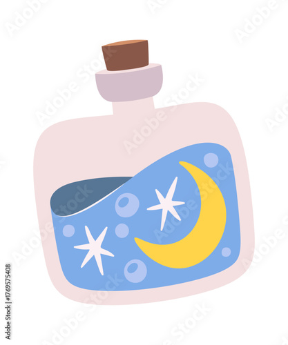 Magic elixir bottle with crescent