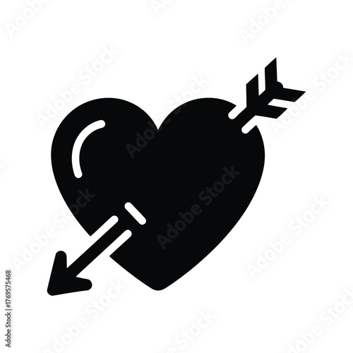 Symbolic heart pierced by arrow icon representation of love romance valentine's day celebration isolated on white background