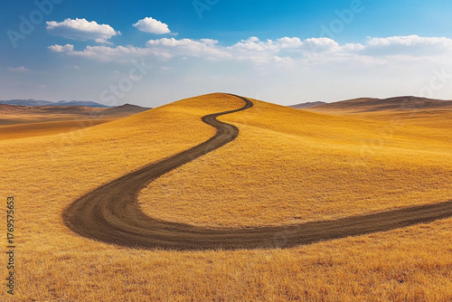Fototapeta Naklejka Na Ścianę i Meble -  A sand dune forming an S-curve leading into the distance
