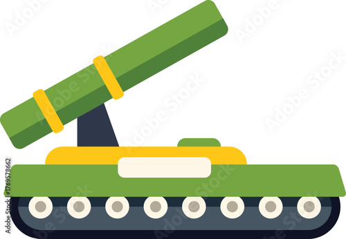 Military tank firing a missile, launching a warhead, attacking an enemy military target