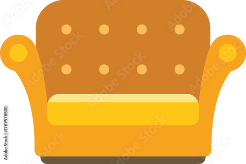 This image shows a comfortable sofa with round armrests, providing a touch of comfort and style to any living space