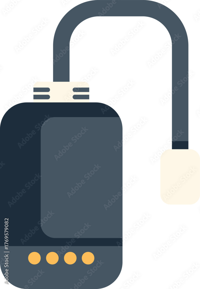 Fototapeta premium Electronic device with buttons displaying power bank function, modern technologies, portable accumulator, flat vector illustration isolated on white background
