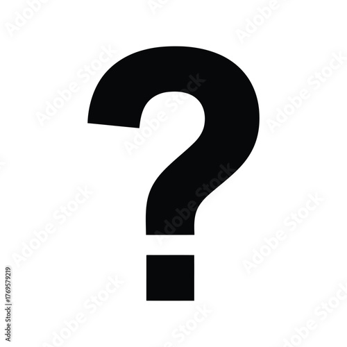 Large black question mark symbol isolated on white clean background graphic design element for inquiry concepts isolated on white background