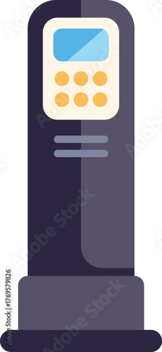 Modern parking meter machine accepting contactless payments, parking terminal with display and keypad for entering data