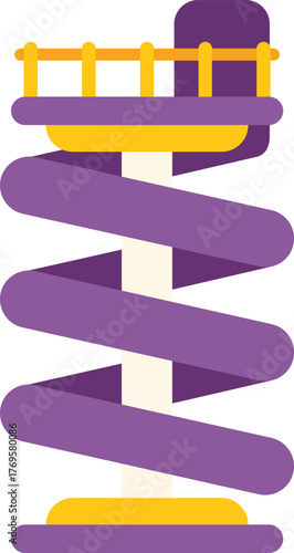 Colorful spiral slide is standing, providing entertainment in a playground setting