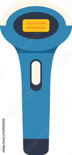 Electronic barcode scanner scanning data from barcode on white background