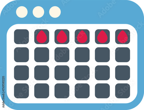 Menstrual calendar icon marking the beginning of a woman's monthly cycle