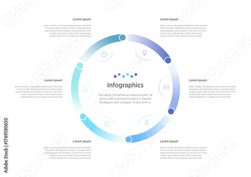 A contemporary and editable infographic design featuring 6 clean, well-organized segments. Great for illustrating business data, project workflows, marketing steps, or strategic processes. Optimized
