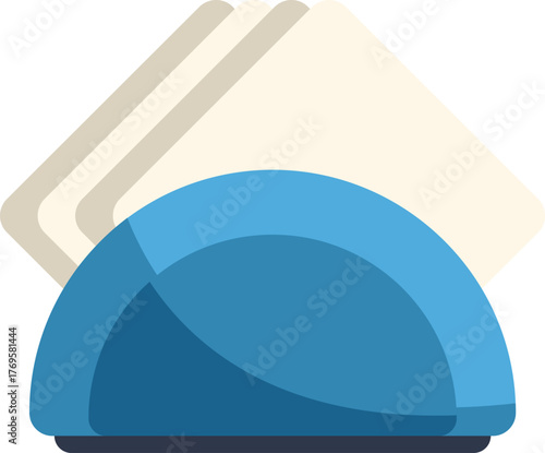 Blue napkin holder with paper napkins for restaurants, cafes, and home kitchens