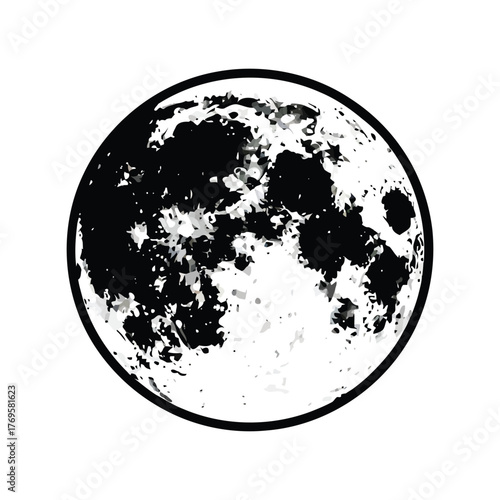 Detailed realistic full moon surface texture isolated celestial body cosmic night sky element space exploration science astronomy isolated on white background