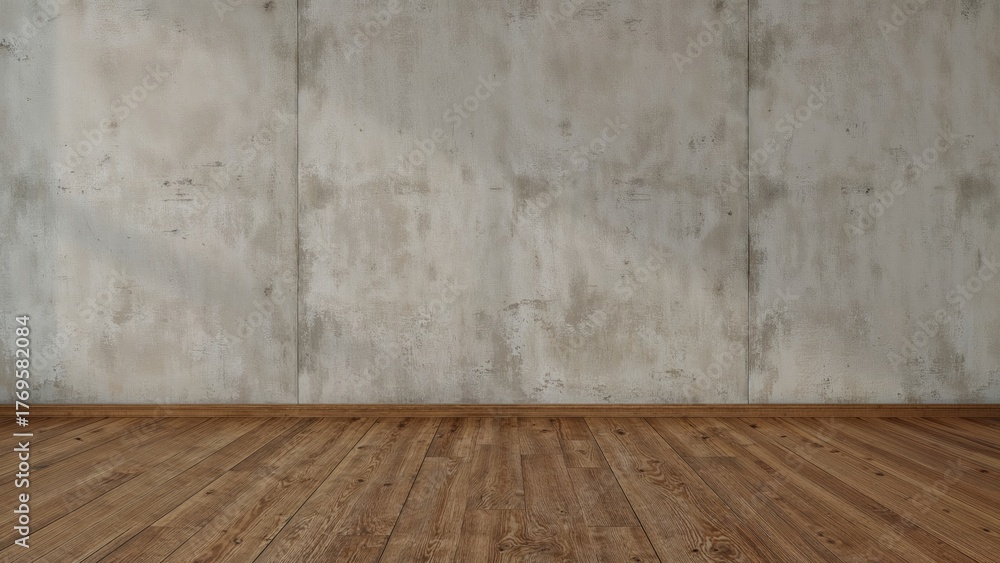 Naklejka premium Empty room interior with concrete wall (Loft style) and wood floor background