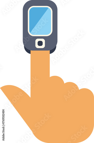 Illustration of a doctor using a pulse oximeter to check a patient's pulse