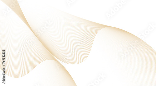 Elegant golden waves cascade across a clean white canvas, creating a serene, modern abstract design with rhythmic lines and a graceful, flowing composition that evokes a sense of calm