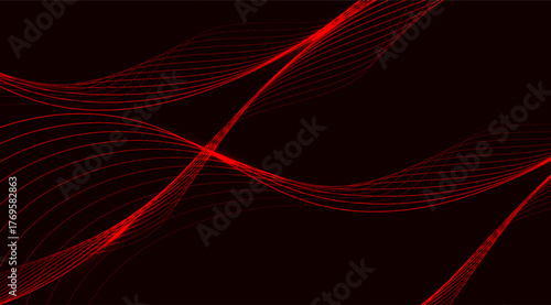 Abstract red lines dynamically intersect and curve against a deep black backdrop, creating a modern and minimalist design with an energetic and visually striking contrast