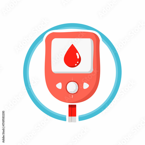 Blood Sugar Check Icon A Vector Illustration of a Glucose Meter on White Background
