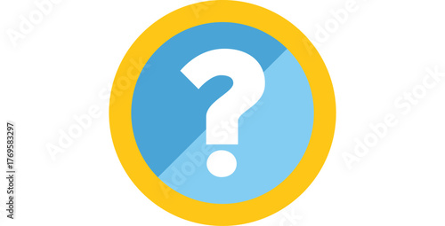 Simple flat question mark symbol with shadow, asking sign in a circle
