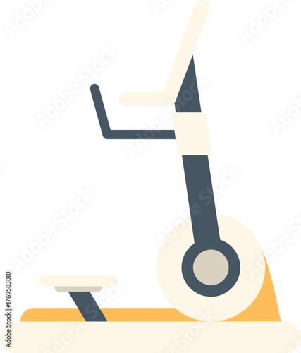 Modern stationary exercise bike standing on white background