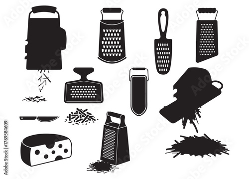 Grater Silhouette Collection – Kitchen Utensil Cheese Grater Clip art Bundle.