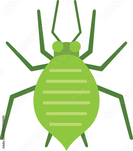 This illustration depicts a green aphid, a common garden pest that can damage plants