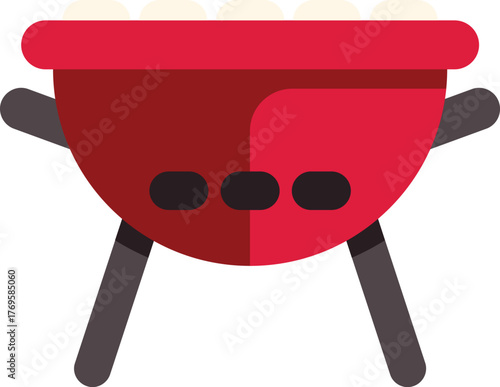 Red barbecue grill with briquettes, representing outdoor cooking and summer gatherings