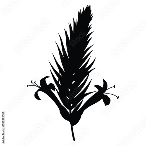 Elegant floral silhouette featuring a stylized flower and feathery plume