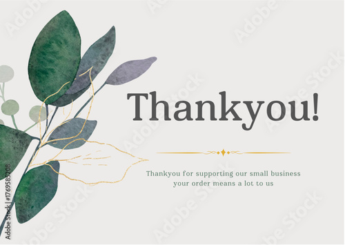 Green and Gold Simple Elegant Thankyou Card