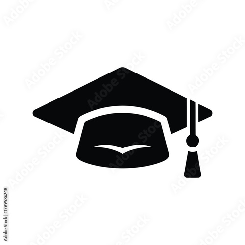 Academic graduation cap symbol illustration for education and success concepts isolated on white background