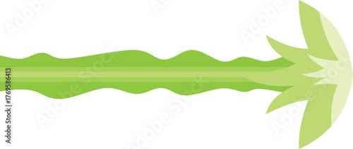 Simple flat vector illustration of a single celery stalk pointing to the right isolated on a white background