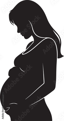 Silhouette of a Pregnant Woman Icon Embrace Motherhood with Timeless Elegance and Symbolic Design, Perfect for Maternity Projects