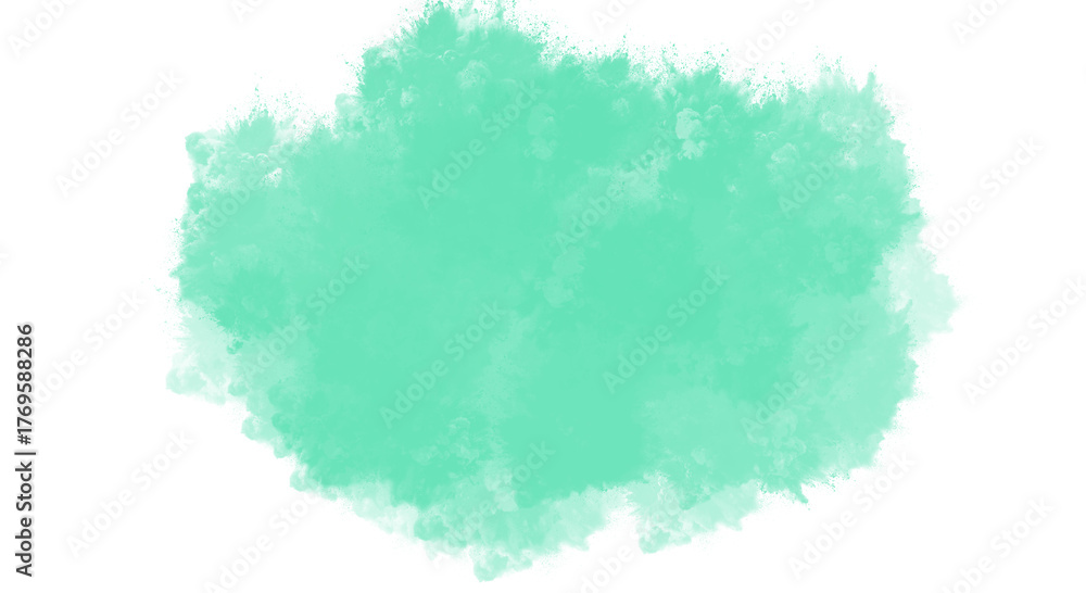 Obraz premium Mint green watercolor splash isolated on transparent background abstract watercolor background handdrawn watercolor stain it can be used for banner, card, and more
