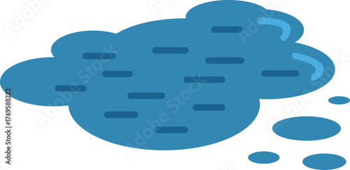 Simple icon of a blue cloud pouring rain, symbolizing rainy weather and precipitation