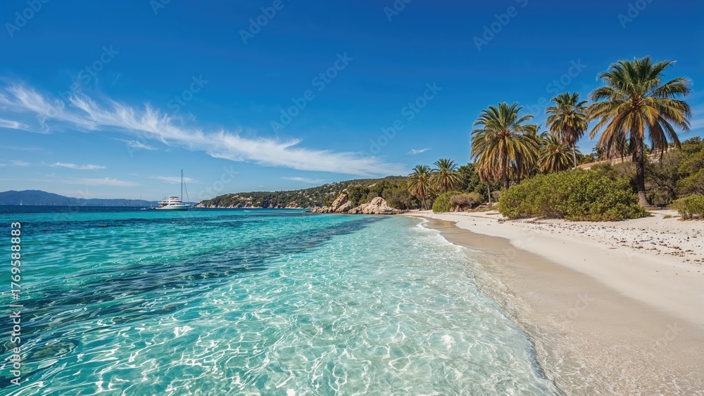 Fototapeta premium Beautiful crystal clear sea water and beach in Sardinia island (Sardegna, Italy)