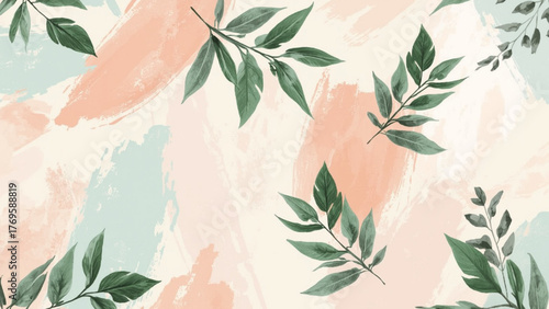 Soft brushstrokes whisper among tender greens and gentle hues, creating a calm, poetic rhythm.
This elegant pastel design blends art and nature, perfect for refined brands and delicate collections.