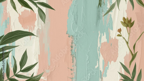 Soft brushstrokes whisper among tender greens and gentle hues, creating a calm, poetic rhythm.
This elegant pastel design blends art and nature, perfect for refined brands and delicate collections.